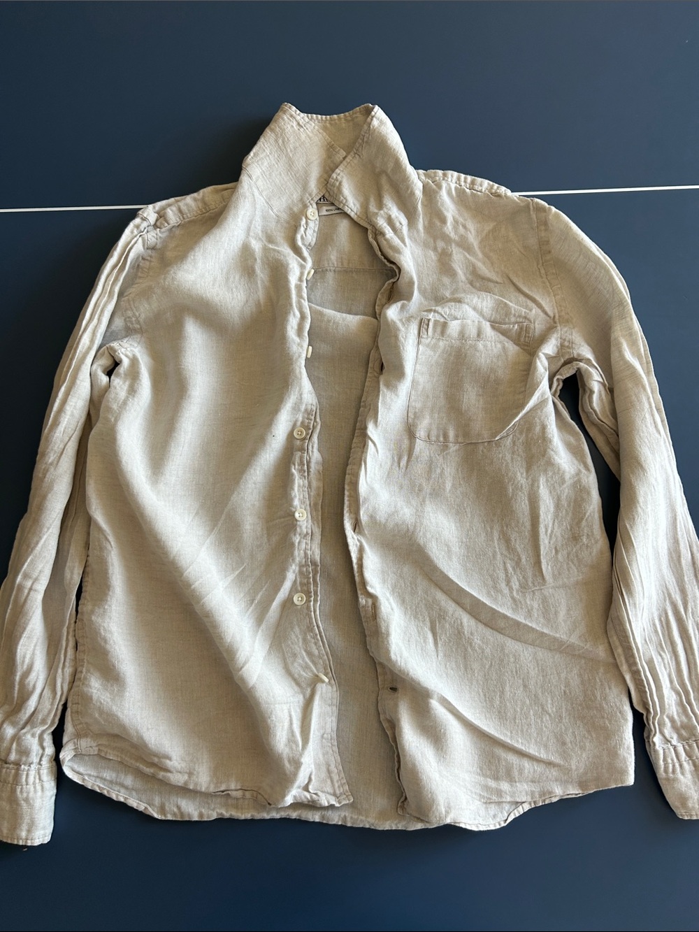 Zara Men's Beige Linen Button-Down Shirt